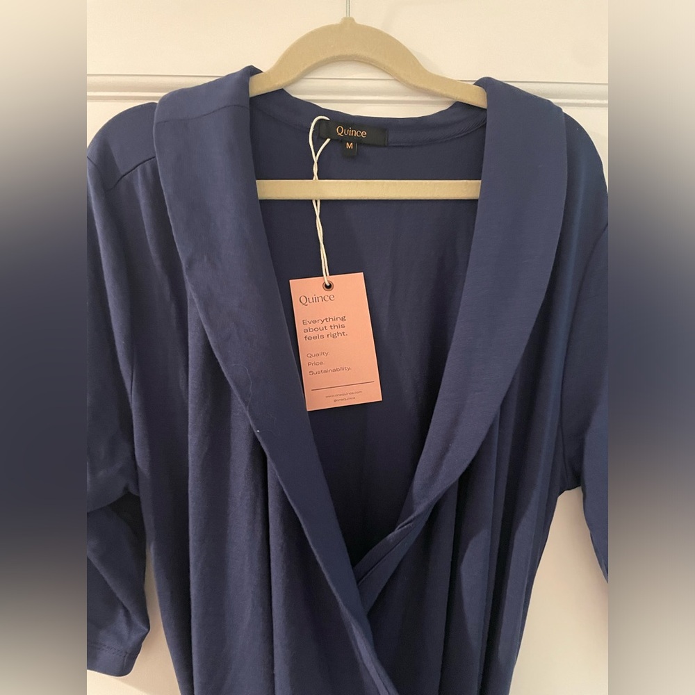 NWT Quince Tencel Jersey Midi Wrap Dress Medium - Picture 3 of 4